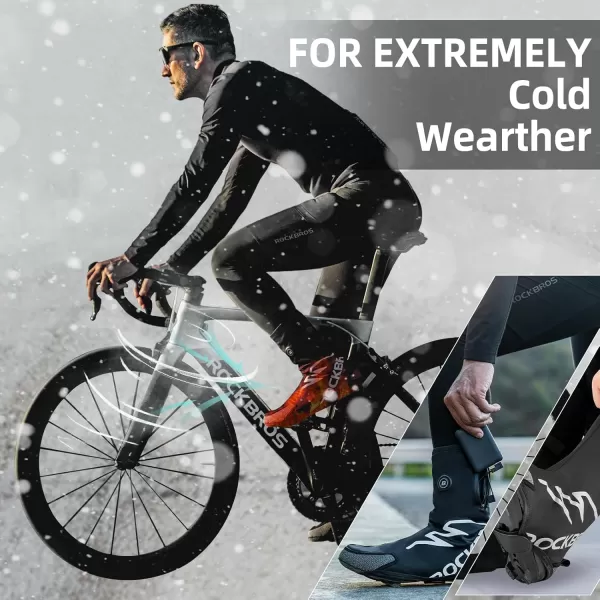 imageROCKBROS Heated Cycling Shoe Covers Winter Shoes Cover for Cold Weather with 5000mAh Battery Warmer Thermal Bike Shoes Cover Windproof Bicycle Overshoes Shoescover for Men WomenLarge105125 US