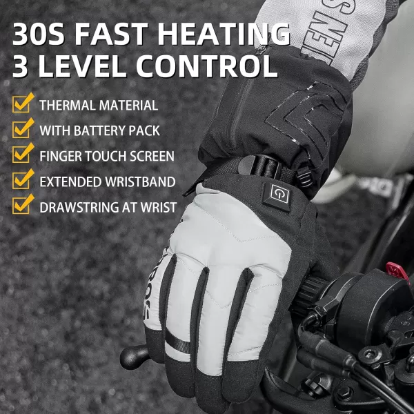 imageROCKBROS Heated Gloves for Men Women Rechargeable 4000mAh Battery Electric Heated Gloves Winter Motorcycle Gloves TouchscreenMedium