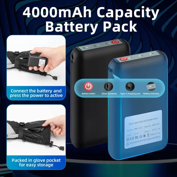 imageROCKBROS Heated Gloves for Men Women Rechargeable 4000mAh Battery Electric Heated Gloves Winter Motorcycle Gloves TouchscreenMedium