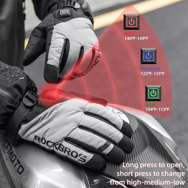 imageROCKBROS Heated Gloves for Men Women Rechargeable 4000mAh Battery Electric Heated Gloves Winter Motorcycle Gloves TouchscreenXLarge