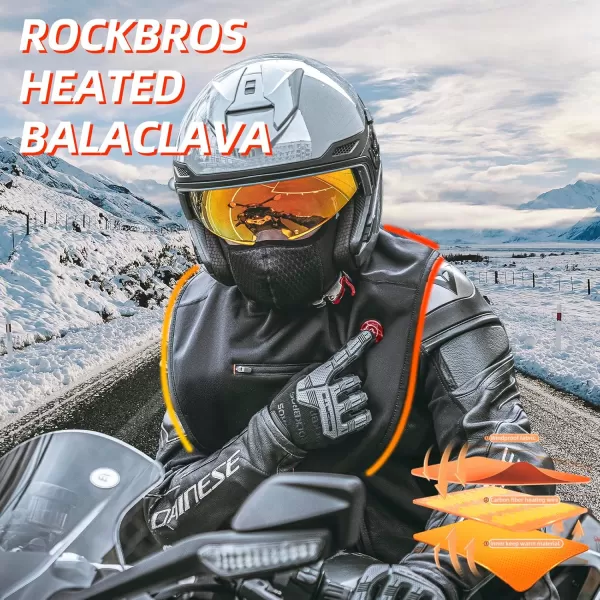 imageROCKBROS Heated Winter Balaclava Thermal Fleece for Cold Weather Ski Balaclava Under Helmet Warm Face Cover for Men Women