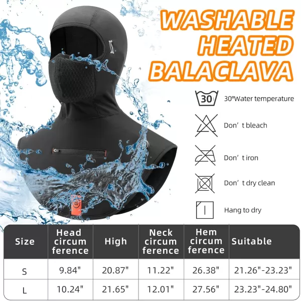 imageROCKBROS Heated Winter Balaclava Thermal Fleece for Cold Weather Ski Balaclava Under Helmet Warm Face Cover for Men Women