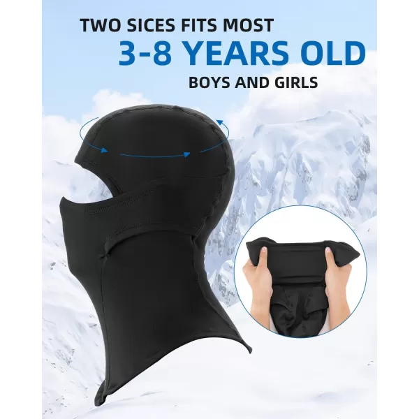 imageROCKBROS Kids Balaclava Ski Mask Thermal Windproof Kids Balaclava Mask for Cold Weather Boys Girls BlackBlack