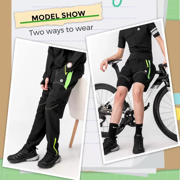 imageROCKBROS Mens Cycling Pants Detachable Shorts 3 in 1 Mountain Bike Hiking Gear Windproof Fleece Lined Running Ski
