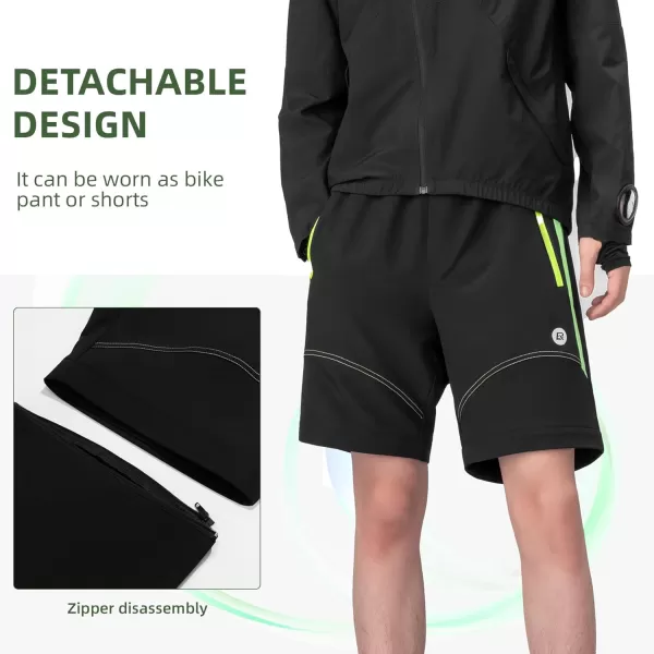 imageROCKBROS Mens Cycling Pants Detachable Shorts 3 in 1 Mountain Bike Hiking Gear Windproof Fleece Lined Running Ski