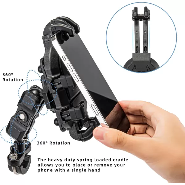 imageROCKBROS Motorcycle Bike Phone Mount with Vibration Dampener for 4771 inch Phones Universal Handlebar Mount BlackUBracket Mount
