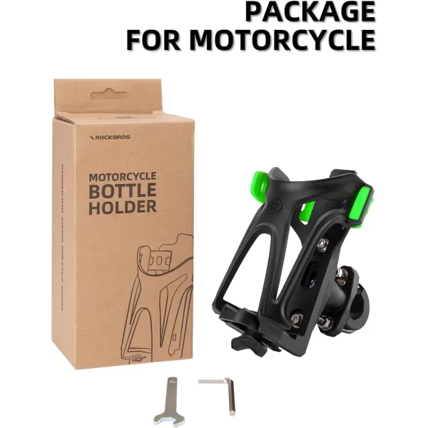 imageROCKBROS Motorcycle Cup Holder Bike Water Bottle Holder for 233quot Diameter Adjustable Bottles Size with 360Rotatable Base Bicycle Drink Cage for Handlebar Frame with Screw ToolBlack Green