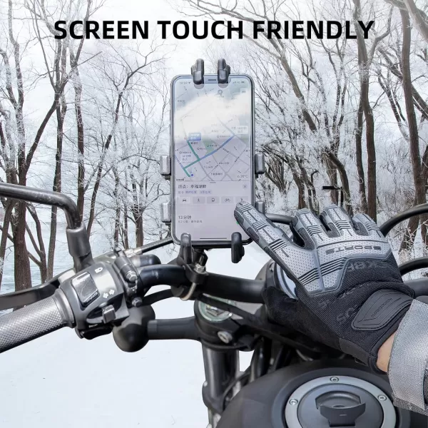 imageROCKBROS Motorcycle Gloves Mountain Bike Gloves Thermal Touchscreen for Men Women Full Finger Windproof Cycling Gloves with 6MM Gel Pad Palm Padding MTB Gloves for Dirt Bike Hiking Racing