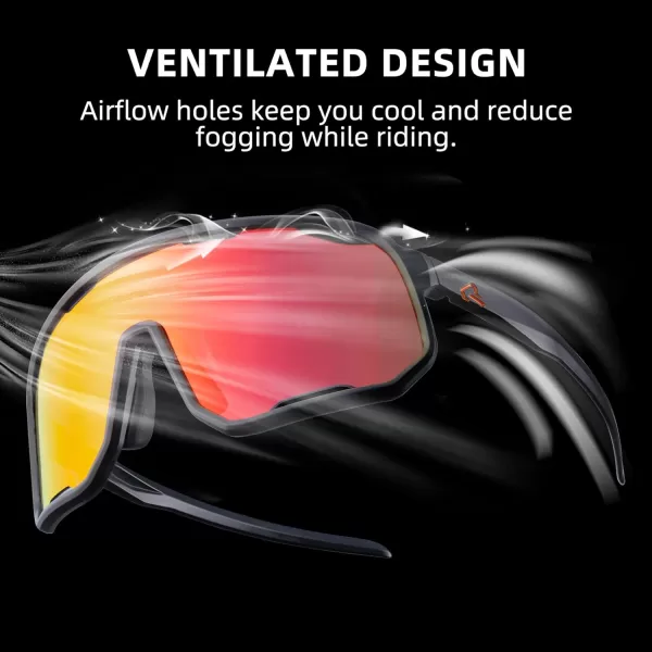 imageROCKBROS Polarized Sunglasses Cycling Glasses Sports Sunglasses UV400 Protection for Women Men 3 LensesBlackred