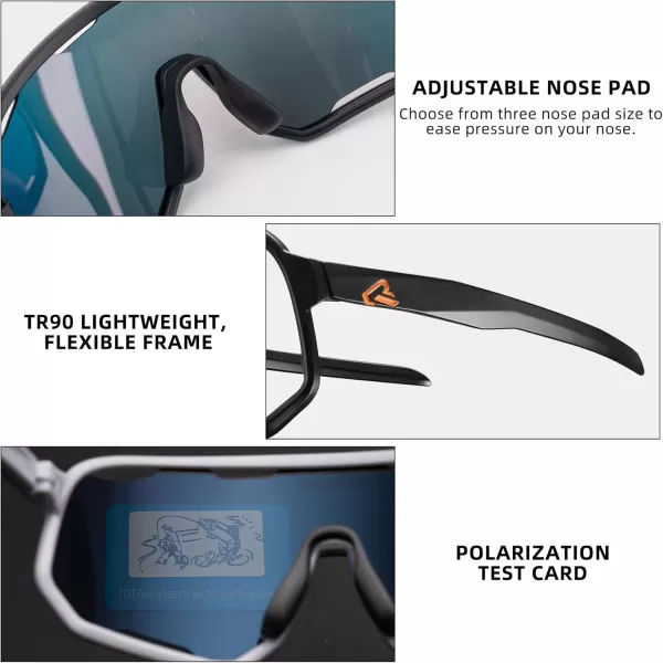 imageROCKBROS Polarized Sunglasses Cycling Glasses Sports Sunglasses UV400 Protection for Women Men 3 LensesBlackred