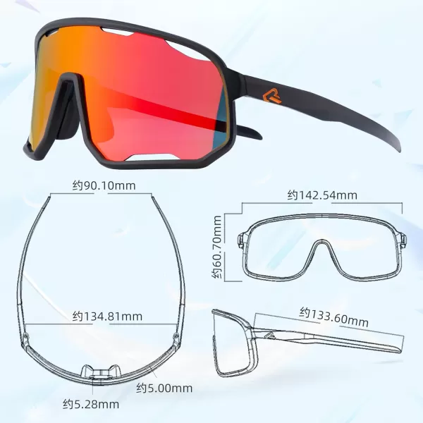 imageROCKBROS Polarized Sunglasses Cycling Glasses Sports Sunglasses UV400 Protection for Women Men 3 LensesBlackred