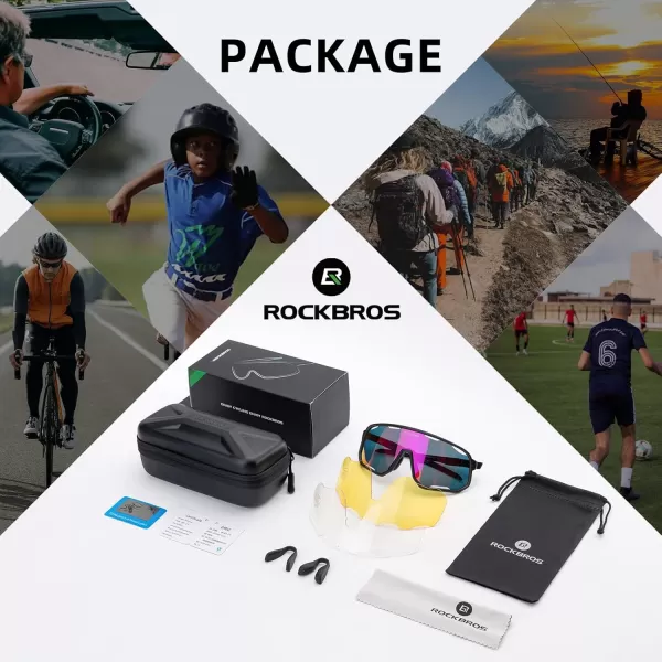 imageROCKBROS Polarized Sunglasses Cycling Glasses Sports Sunglasses UV400 Protection for Women Men 3 LensesBlackred