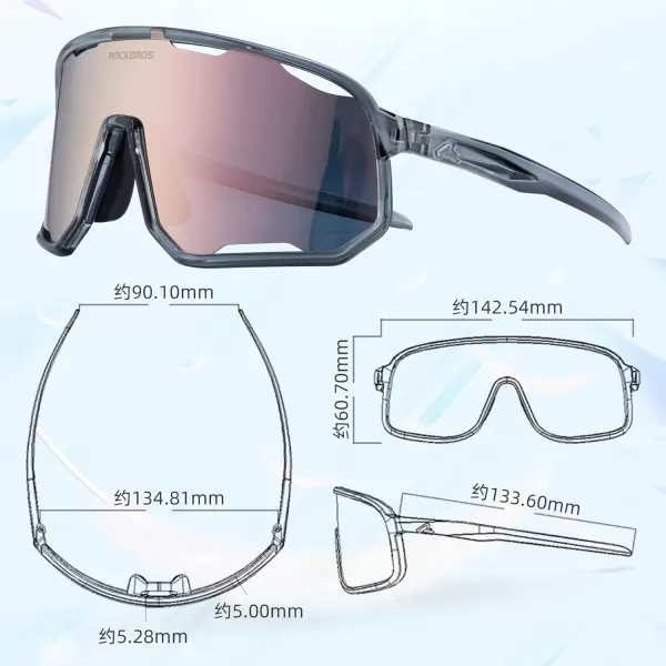 imageROCKBROS Polarized Sunglasses Cycling Glasses Sports Sunglasses UV400 Protection for Women Men 3 LensesGreypink