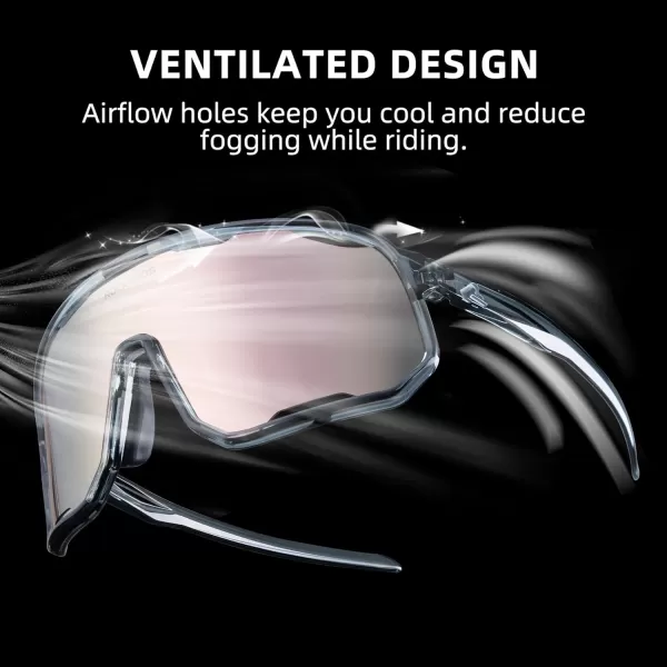 imageROCKBROS Polarized Sunglasses Cycling Glasses Sports Sunglasses UV400 Protection for Women Men 3 LensesGreypink