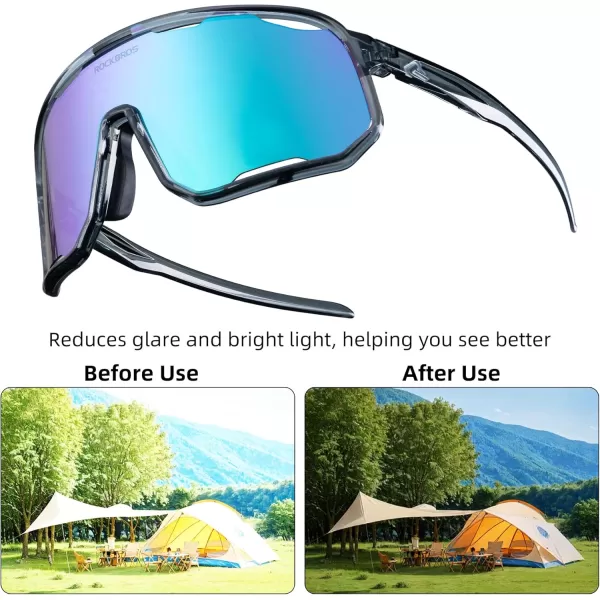 imageROCKBROS Polarized Sunglasses Cycling Glasses Sports Sunglasses UV400 Protection for Women Men 3 LensesGreypurple