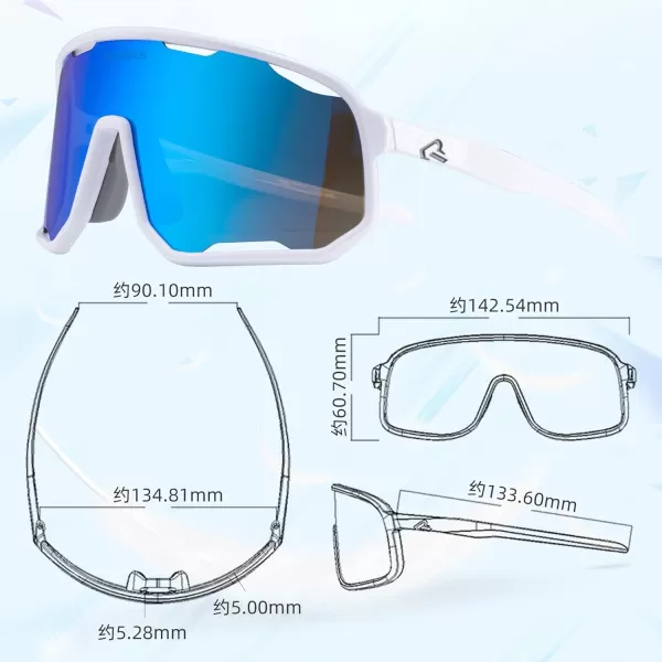 imageROCKBROS Polarized Sunglasses Cycling Glasses Sports Sunglasses UV400 Protection for Women Men 3 LensesWhiteblue