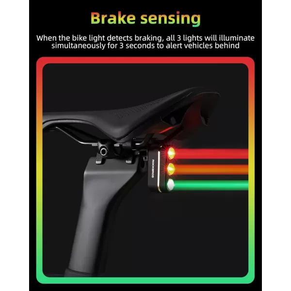 imageROCKBROS Rechargeable Bike Tail Light Brake Sensing Rear Bike Light Ultra Bright Led Bicycle Tail Lights for Night Ride Ipx6 Waterproof Safety Flashlight Cycling Safety Accessories