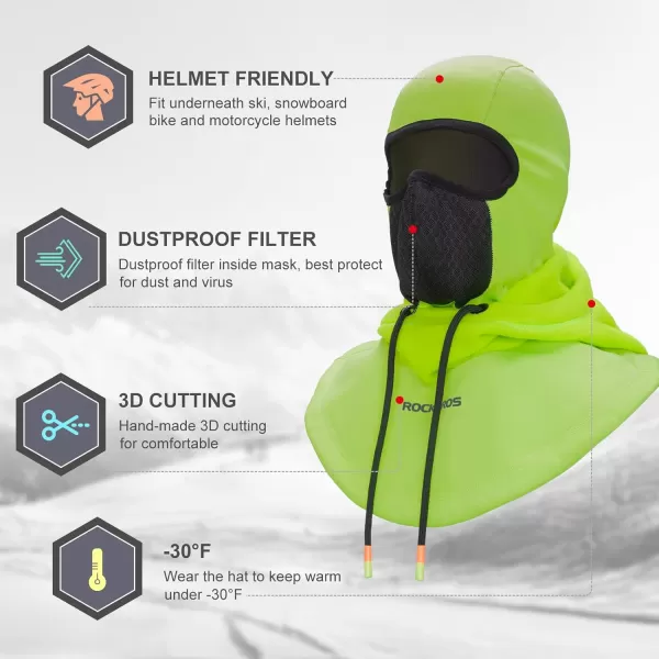 imageROCKBROS Ski Balaclava Thermal Fleece Balaclava for Cold Weather Winter MenGreen