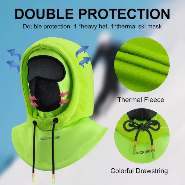 imageROCKBROS Ski Balaclava Thermal Fleece Balaclava for Cold Weather Winter MenGreen