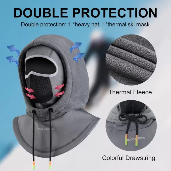 imageROCKBROS Ski Balaclava Thermal Fleece Balaclava for Cold Weather Winter MenGrey