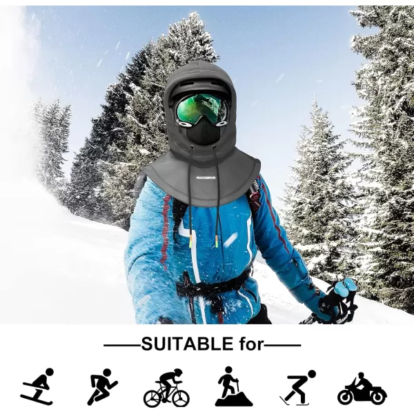 imageROCKBROS Ski Balaclava Thermal Fleece Balaclava for Cold Weather Winter MenGrey