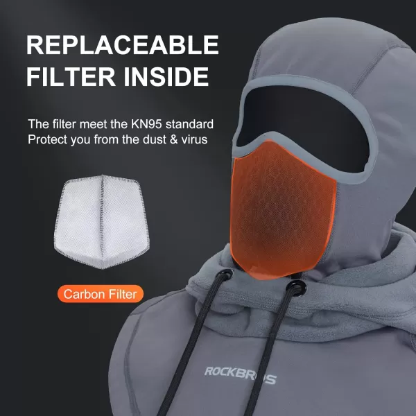 imageROCKBROS Ski Balaclava Thermal Fleece Balaclava for Cold Weather Winter MenGrey