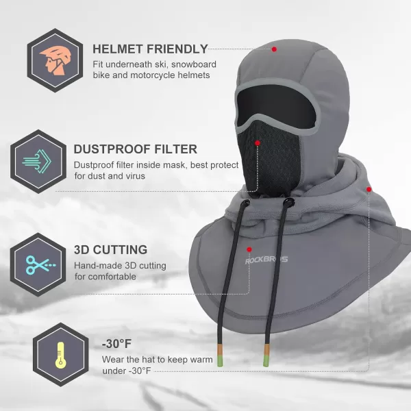 imageROCKBROS Ski Balaclava Thermal Fleece Balaclava for Cold Weather Winter MenGrey