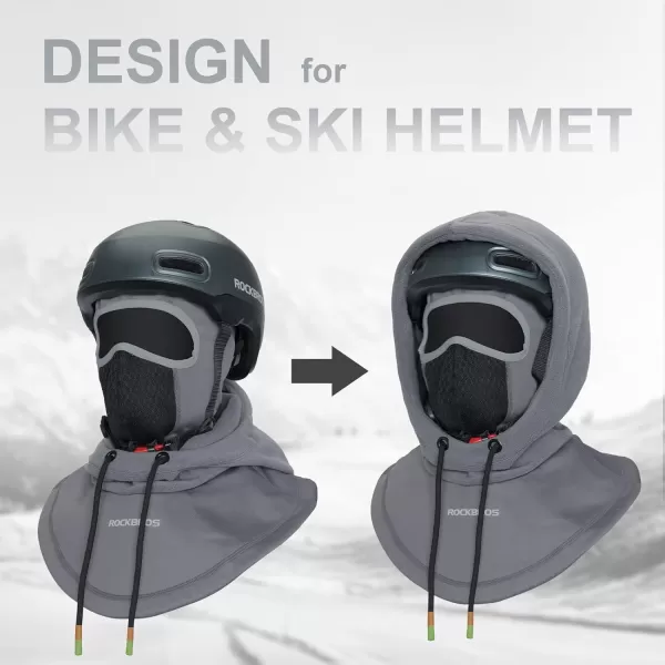 imageROCKBROS Ski Balaclava Thermal Fleece Balaclava for Cold Weather Winter MenGrey