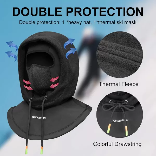 imageROCKBROS Ski Balaclava Thermal Fleece Balaclava for Cold Weather Winter MenS1 Black