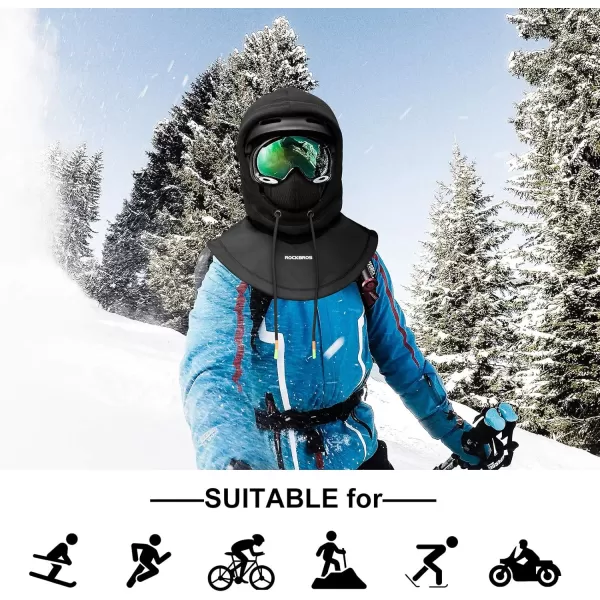 imageROCKBROS Ski Balaclava Thermal Fleece Balaclava for Cold Weather Winter MenS1 Black
