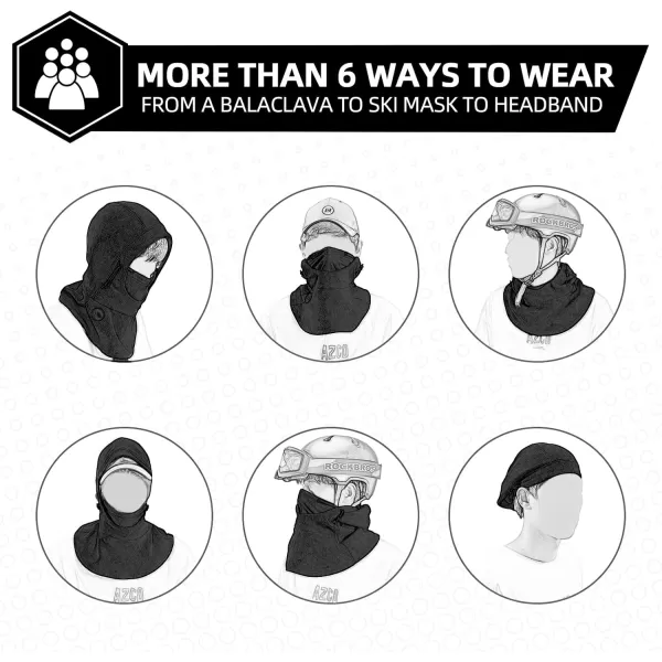 imageROCKBROS Ski Mask Thermal Fleece Balaclava Ski Face Mask for Cold Weather Winter Full Face Protective Headgear for Men Women Black
