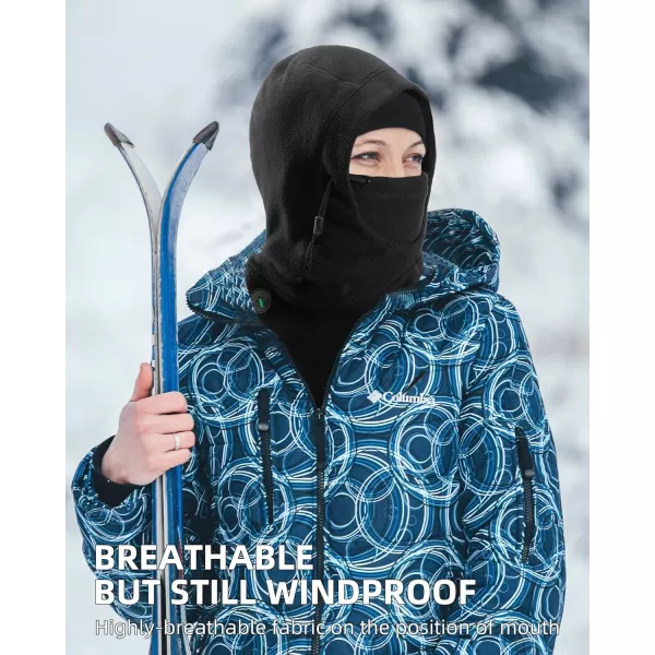 imageROCKBROS Ski Mask Thermal Fleece Balaclava Ski Face Mask for Cold Weather Winter Full Face Protective Headgear for Men Women Black