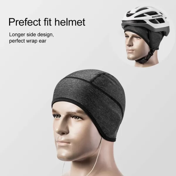 imageROCKBROS Skull Cap Men ampamp Women Thermal Cycling Helmet Liner Moisture Wicking Motorcycle Running HatFits Under HelmetsBlack Grey