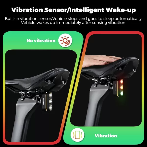 imageROCKBROS Smart Bike Tail Light TypeC Rechargeable LED Bike Taillight Bike Rear Light Bicycle Rear Cycling Safety Flashlight 5 Light Mode Options 2 Mount