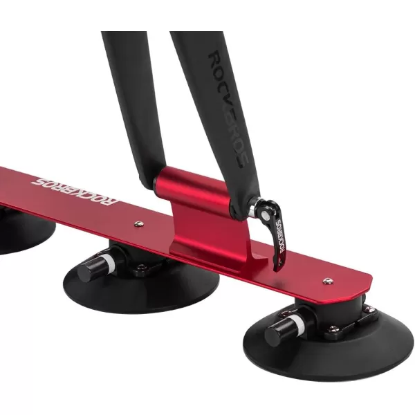imageROCKBROS Sucker Bike Rack for Car Roof Suction Cup Bicycle Carrier Quick Release Aluminium Alloy Roof Rack for 3 BikesMax 3Bikes Red