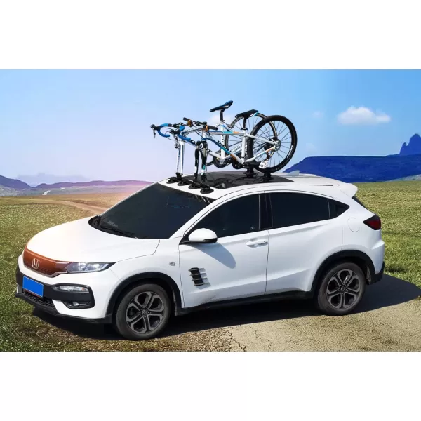imageROCKBROS Sucker Bike Rack for Car Roof Suction Cup Bicycle Carrier Quick Release Aluminium Alloy Roof Rack for 3 BikesMax 3Bikes Red