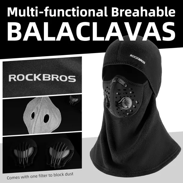 imageROCKBROS Thermal Balaclava Ski Mask Windproof 3D Design Breathable Winter Mask for Outdoor SportsAll Black