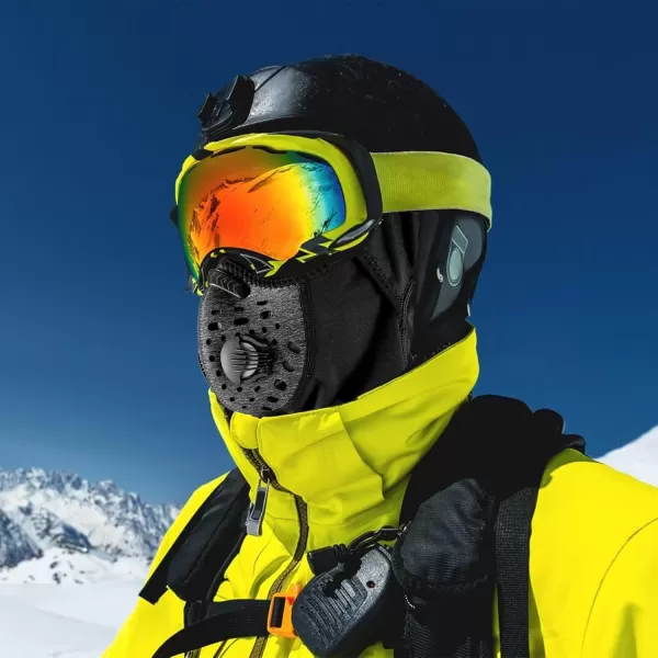 imageROCKBROS Thermal Balaclava Ski Mask Windproof 3D Design Breathable Winter Mask for Outdoor SportsAll Black