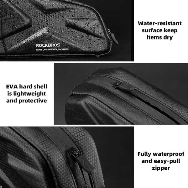 imageROCKBROS Top Tube Bag Hard Shell Bike Tube Bag Pouch 14L Capacity Bike Frame Bag Cycling Accessories