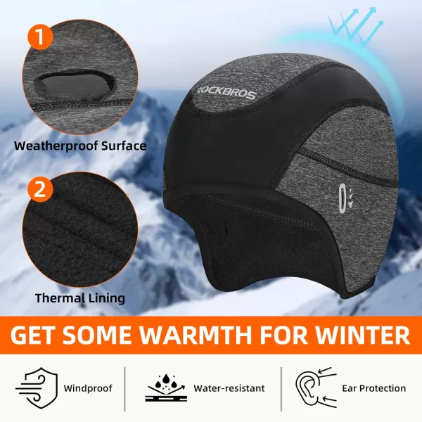 imageROCKBROS Winter Cycling Caps for Men Women Windproof Cycling Hat with Sun Visor Under Helmet Liner BlackNo Sun Visor Style One2 Packs