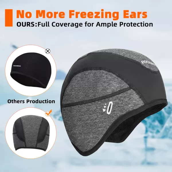 imageROCKBROS Winter Cycling Caps for Men Women Windproof Cycling Hat with Sun Visor Under Helmet Liner BlackNo Sun Visor Style One2 Packs