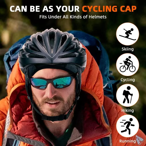 imageROCKBROS Winter Cycling Caps for Men Women Windproof Cycling Hat with Sun Visor Under Helmet Liner BlackNo Sun Visor Style One2 Packs