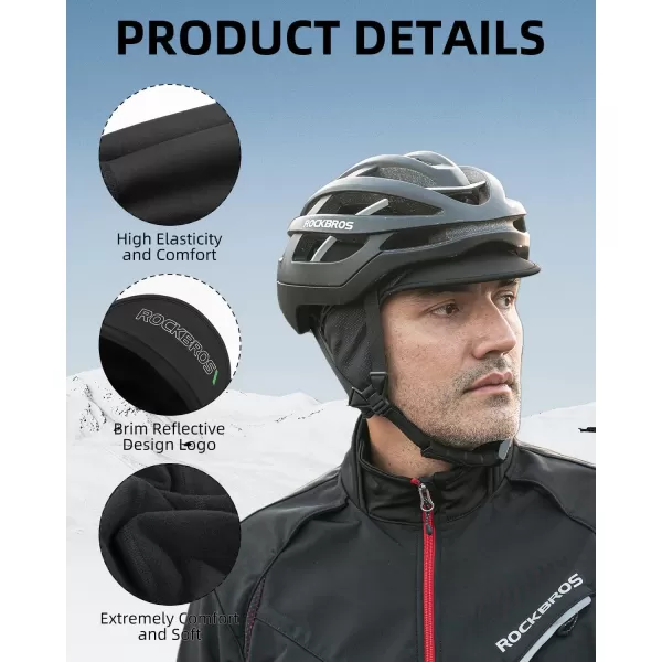 imageROCKBROS Winter Cycling Caps for Men Women Windproof Cycling Hat with Sun Visor Under Helmet Liner BlackWith Sun Visor2 Packs