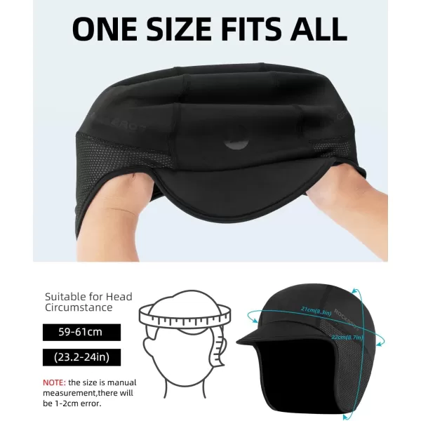 imageROCKBROS Winter Cycling Caps for Men Women Windproof Cycling Hat with Sun Visor Under Helmet Liner BlackWith Sun Visor2 Packs