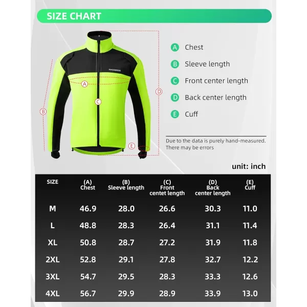 imageROCKBROS Winter Cycling Jackets for Men  Thermal Warm Bike Jacket  Windproof Running Cycling Jacket for Cold WeatherBlack Green