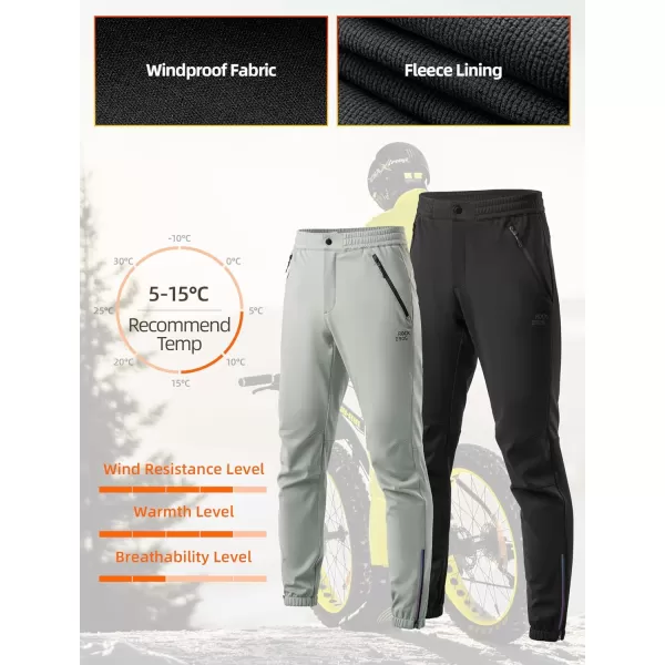 imageROCKBROS Winter Cycling Pants for Men Cold Weather Bike Pants Drawstring Sports Jogger Pants for MensBlack