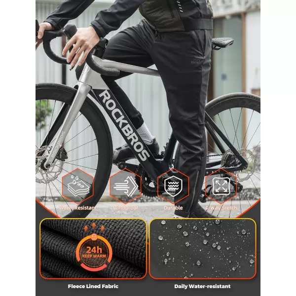 imageROCKBROS Winter Cycling Pants for Men Cold Weather Bike Pants Drawstring Sports Jogger Pants for MensGray