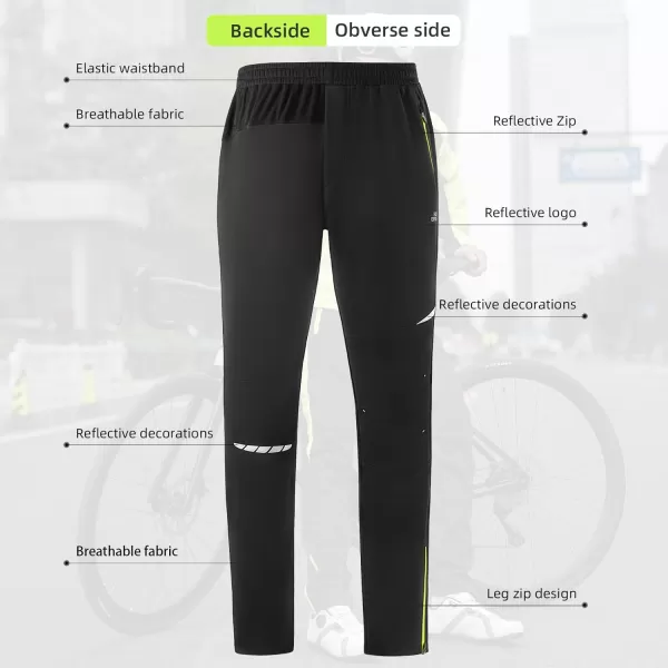 imageROCKBROS Winter Cycling Pants for Men Thermal Running Tights Cycling Tights Windproof Bike Pants Outdoor Hiking Gear