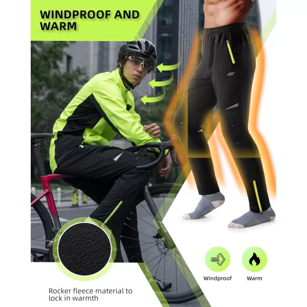 imageROCKBROS Winter Cycling Pants for Men Thermal Running Tights Cycling Tights Windproof Bike Pants Outdoor Hiking Gear