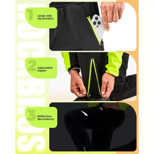 imageROCKBROS Winter Cycling Pants for Men Thermal Running Tights Cycling Tights Windproof Bike Pants Outdoor Hiking Gear
